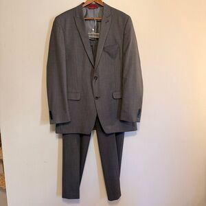 ALFANI Men's Slim Fit Charcoal Wool Corpcore Suit Jacket 42L & Pant Size 34/33